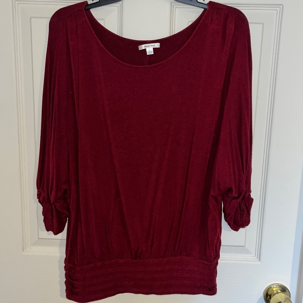 Sophie Max Burgundy Dolman Blouse, Size Large